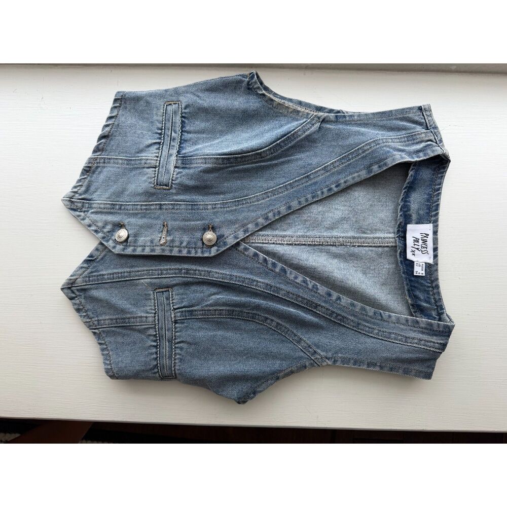 Princess Polly Burrows Light Wash Denim Vest Top US 4